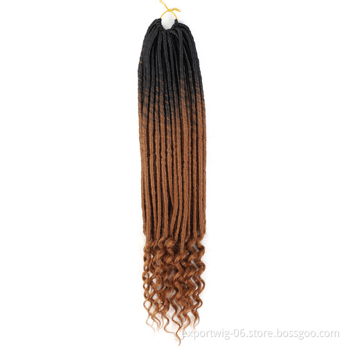 Hot Sell Wholesale Soft Dread New Wave Ombre Synthetic Crochet Extensions Curly Sister Goddess Faux Locs Faux Goddess Locs Afo